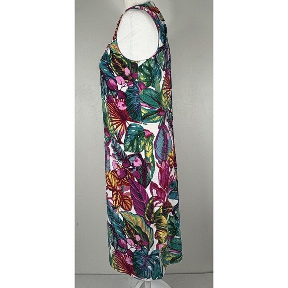 Susan Graver Soleil Brushed Knit Dress Palm Tropical Cover Up Terry Cloth Small - Picture 7 of 15